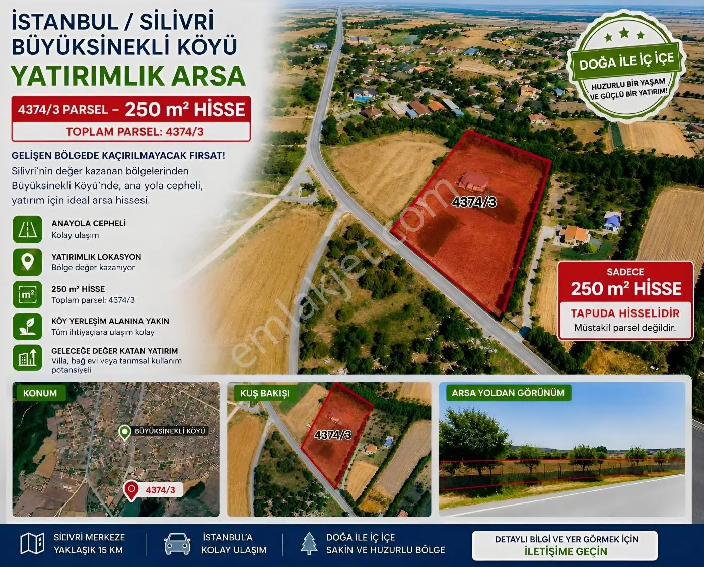 Silivri Büyüksinekli'de Yola Cepheli 250 M² Hisse | Yatırımlık