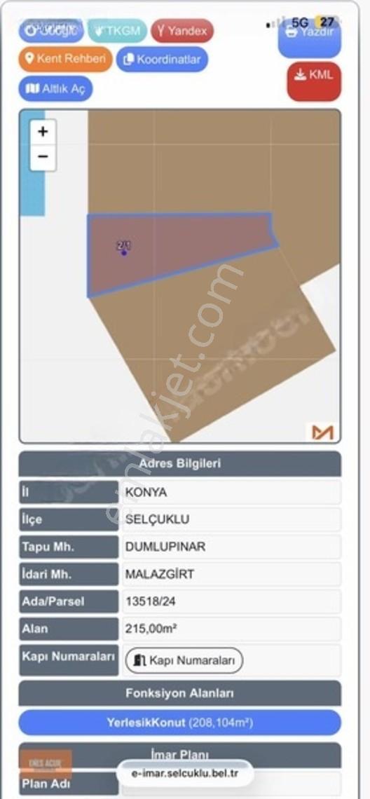 Enes Acur'dan Mükemmel Konum Barış Cad. Satılık 215 Mt Arsa — fotoğraf 5