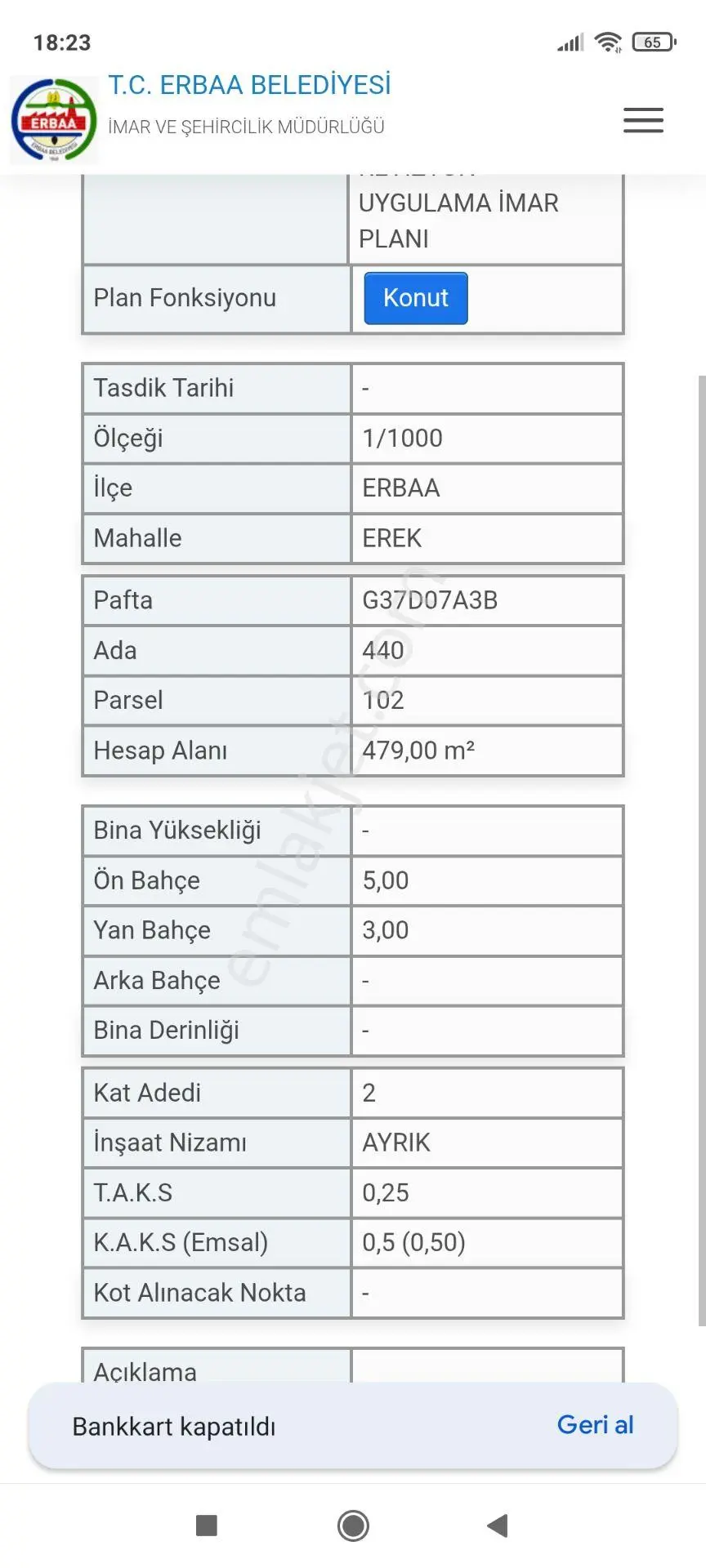 Tokat Erbaa Cevizlik Mah Satılık 480 M2 Tek Tapu 2 Kat İmarlı Arsa — fotoğraf 2