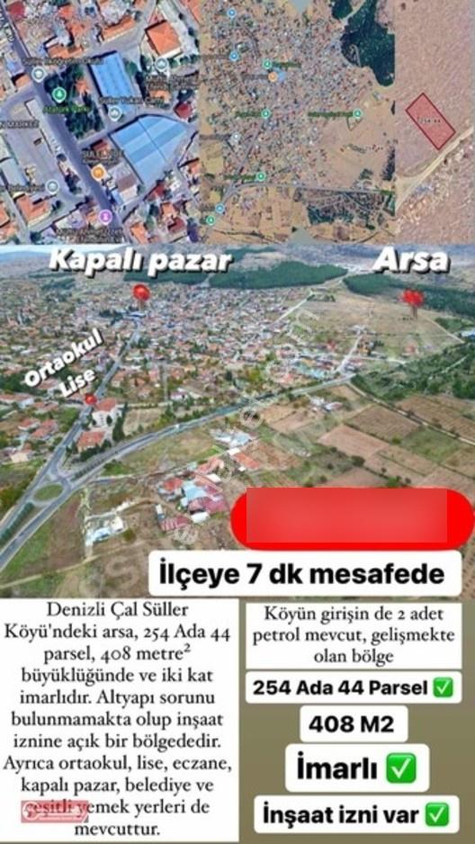 Denizli Cal Süller Köyü Satılık 2.5 Kat İmarlı Arsa