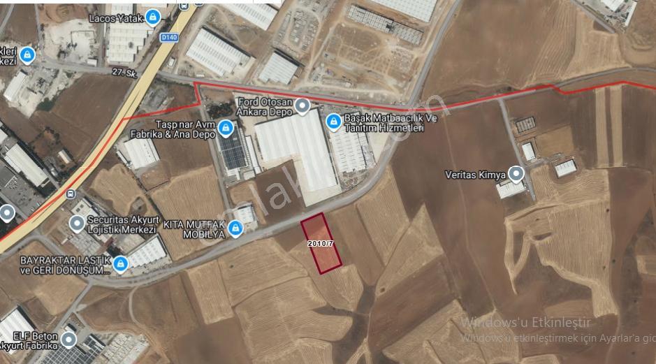 Ankara Akyurt Çınar Mah. Aselsan Yanı 8.850 M² Ticari Arsa