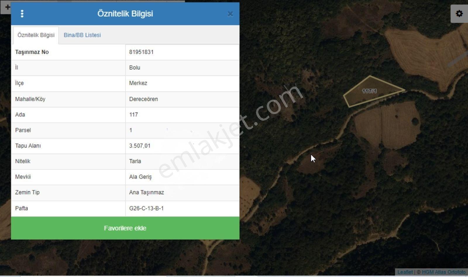 Bolu Merkez Dereceören Köyü (3507 M2) Yola Cepheli Satılık Tarla — fotoğraf 2