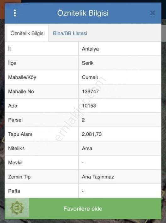 Atabay'dan Cumalıda 2080 M2 Müstakil Arsa