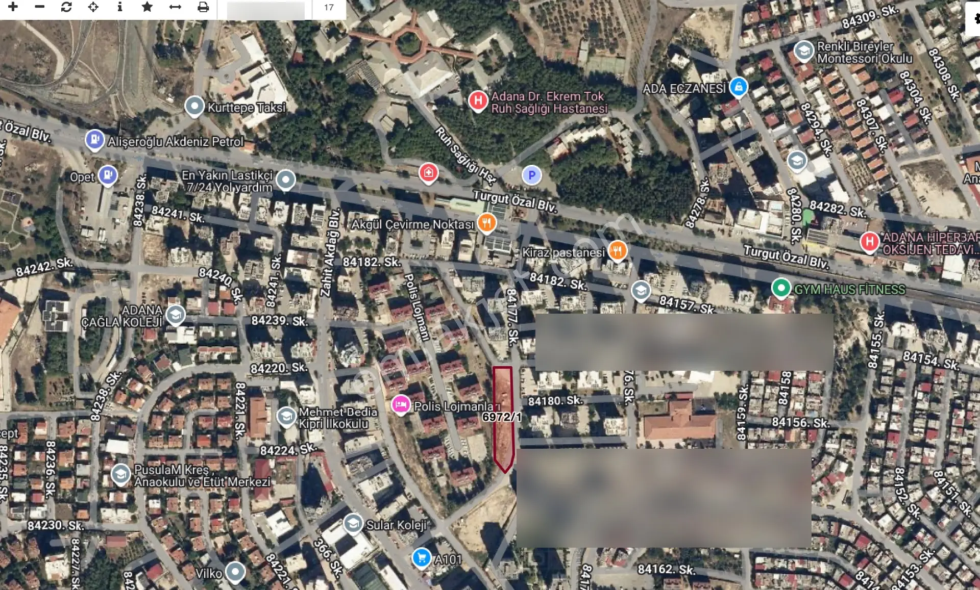 Kurttepe* Ruhsağlığı Karşısı Polis Lojmanları Yanı 1,5Yoğunluk 0,40Taban 2133M2...