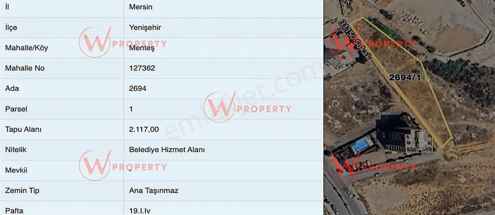 W Property Yenişehir'de Satılık Belediye Hizmet Alanı Hissesi — fotoğraf 7