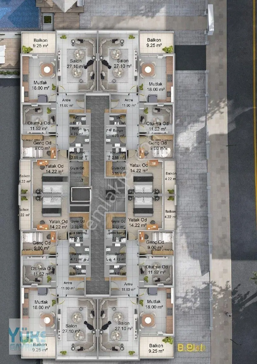 Denizli Adalette 3+1 170 M2 Havuzlu Site İçinde Lansmana Özel Satılık Lüks Daire — fotoğraf 16