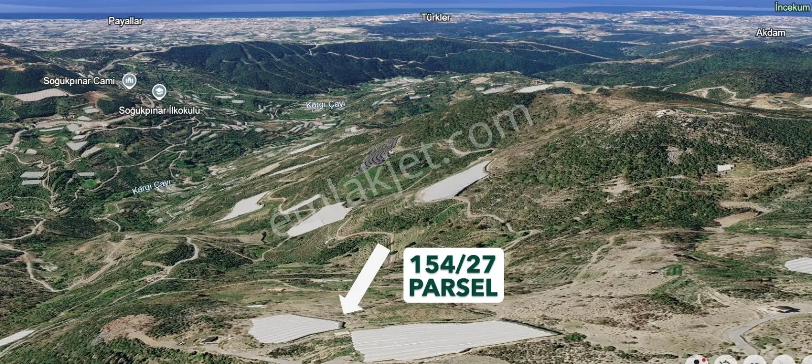 Alanya Güney De 544 M2 Tarla, Deniz Manzaralı