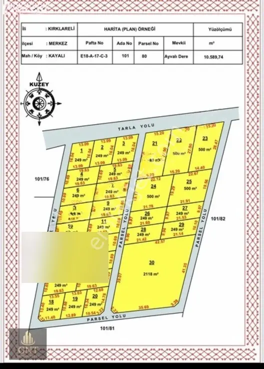 Kırklareli Merkez Kayalıda 250 M² Satılık Yatırımlık Arazi