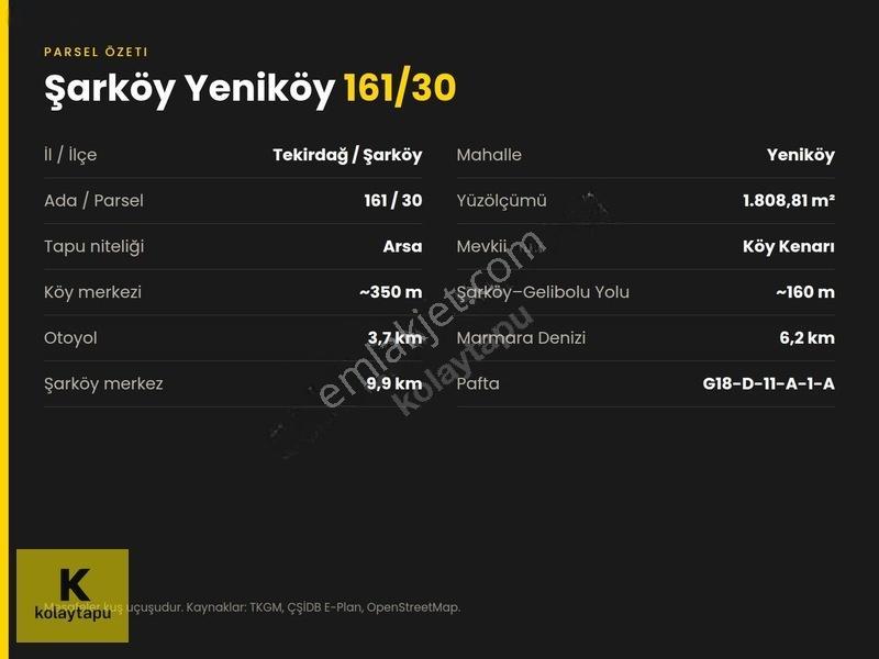 Kolaytapu Şarköy Yeniköy Köy Kenarı 1.809 M² Arsa · Denize 6 Km — fotoğraf 6