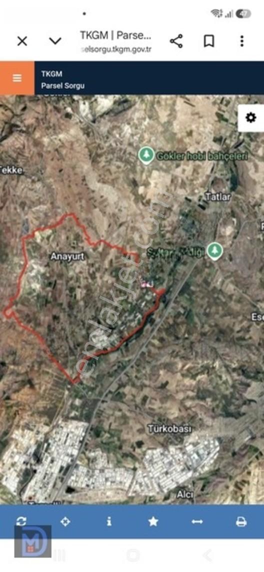 Sincan Anayurt'Ta 9.300,58 M² Tek Tapu Satılık Tarla