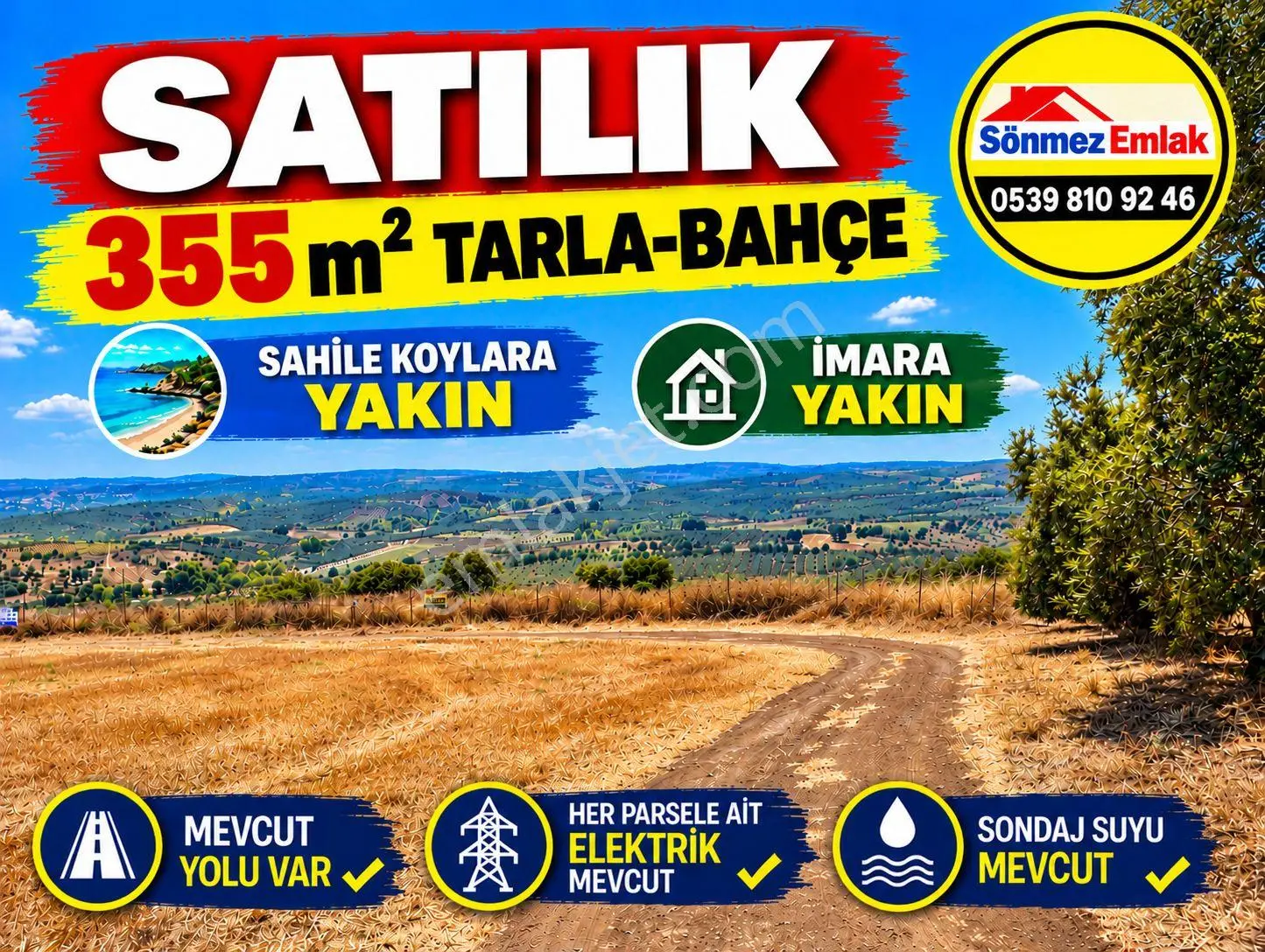 Mudanya Esence Eşkel'de 355 M² Satılık Tarla-bahçe | Yol, Su, Elektrik — fotoğraf 3
