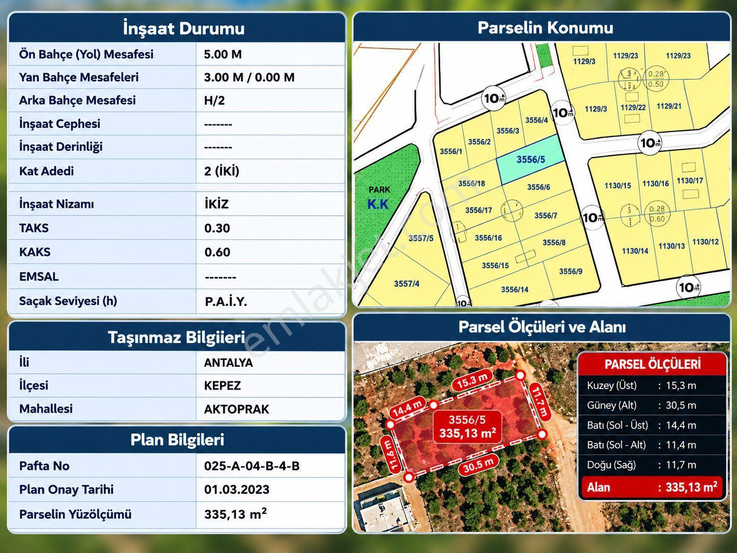 Kepez Aktoprak'ta 335 M² 2 Kat İmarlı Yatırımlık Arsa — fotoğraf 12