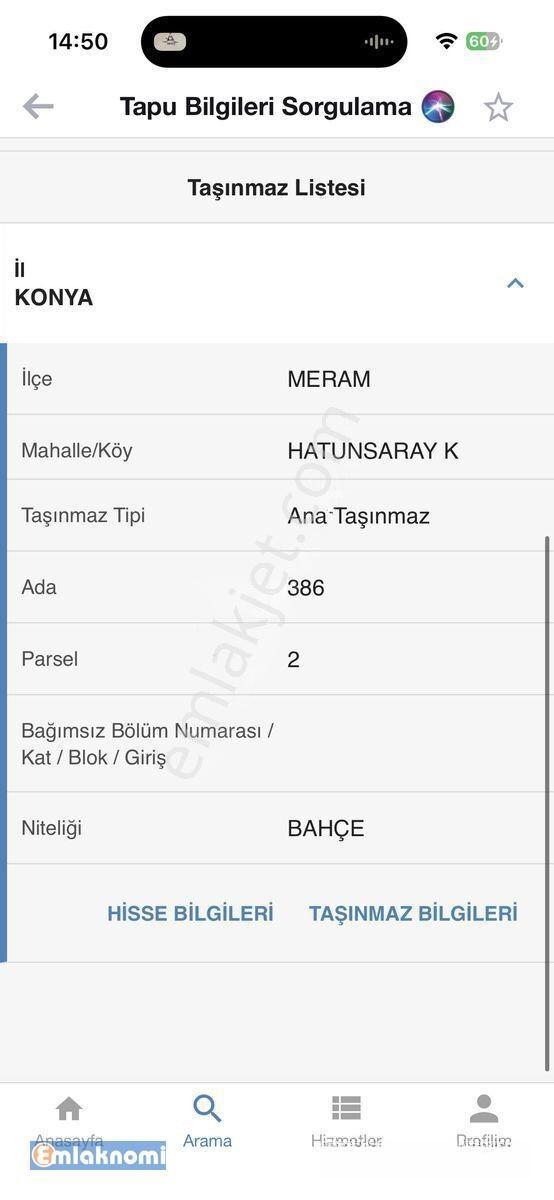 Meram Hatunsarayda Satılık Bahçe