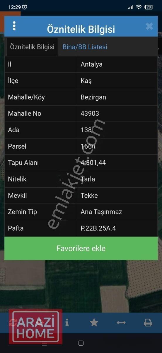 Kaş Bezirgan’Da 4.301 M² Elektrik-Su Ve Yolu Olan Satılık Arazi / Bağ Evine Uygu...