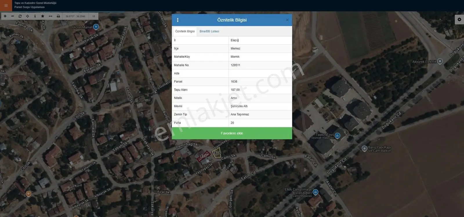 Doğukan Real Estate | Elazığ Merkez Mornik 171 M² Arsa Satılık