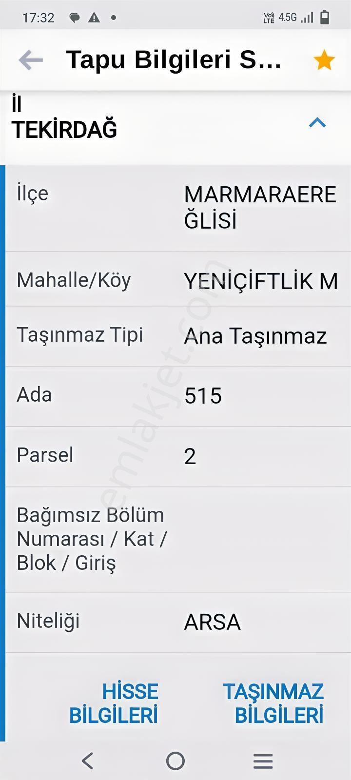 Merkez Gayrimenkulden Tekirdağ Yeniçiftlikte Satılık Arsa