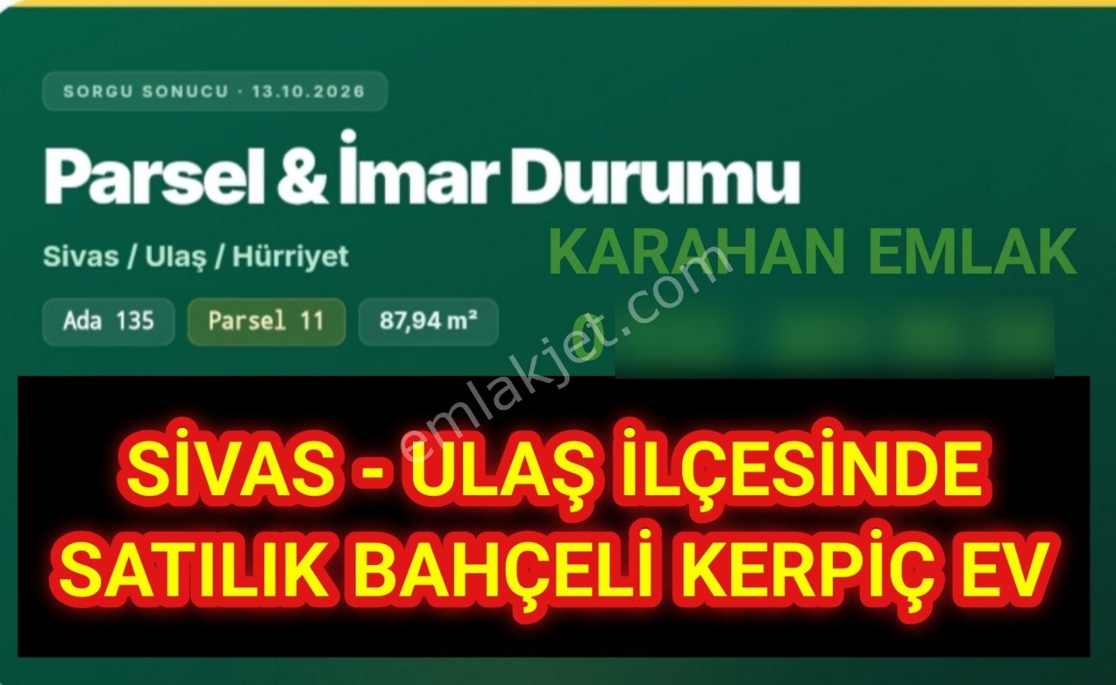 Karahan Emlak'Tan Ulaş Merkezde Satılık 88 M² Bahçeli Kerpiç Ev