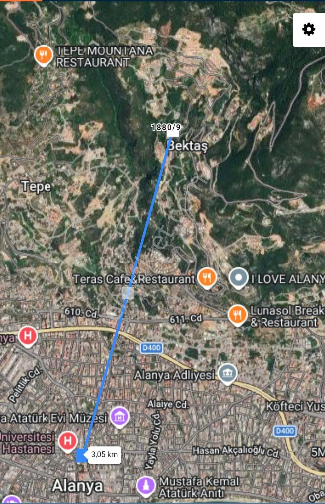 Alanya Bektaş'da Villa İmarlı Manzaralı Satılık Arsa — fotoğraf 2