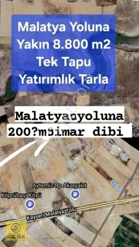 Bünyan Köprübaşın Da Satılık Tarla 8.800 M2 Tek Tapu — fotoğraf 5
