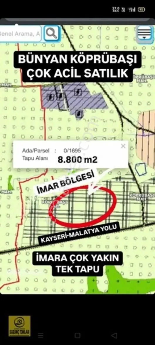 Bünyan Köprübaşın Da Satılık Tarla 8.800 M2 Tek Tapu — fotoğraf 19