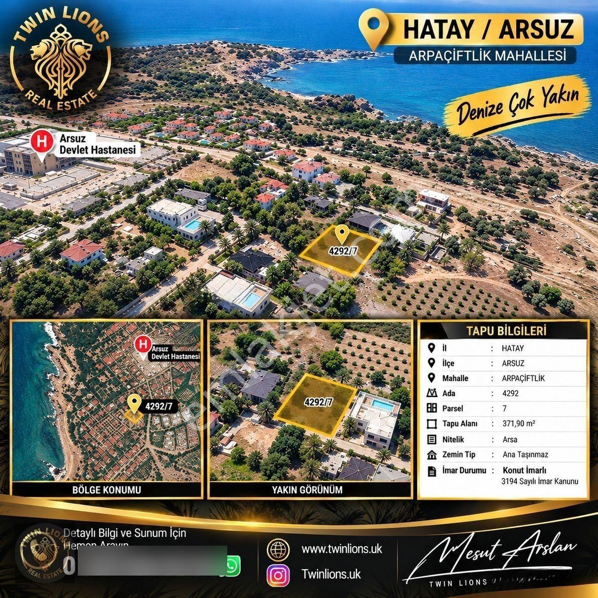 Arsuz Arpaçiftlik'Te Satılık 372M² Konut İmarlı Arsa