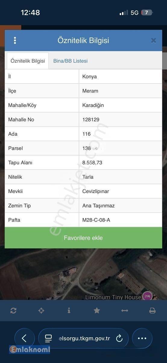 Emlaknomiden Meram Karadiğinde Satılık Tarla