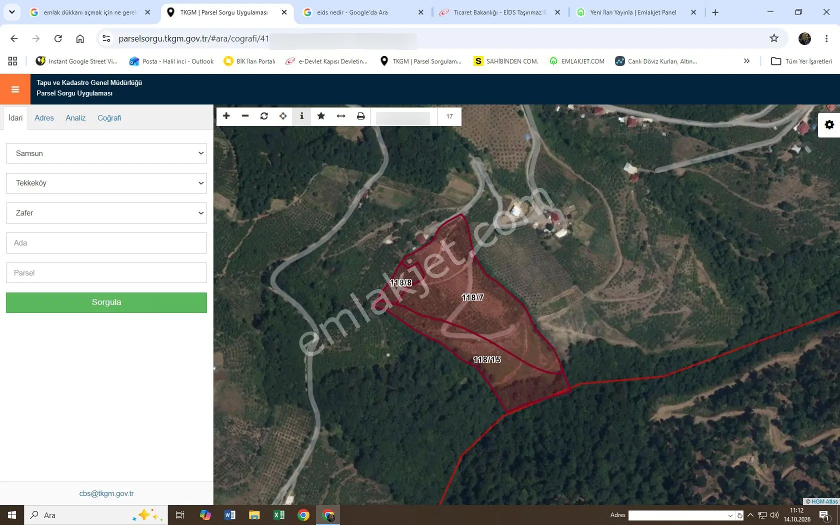 Samsun Tekkeköy Zafer'De Satılık 21.848 M² Geniş Arazi