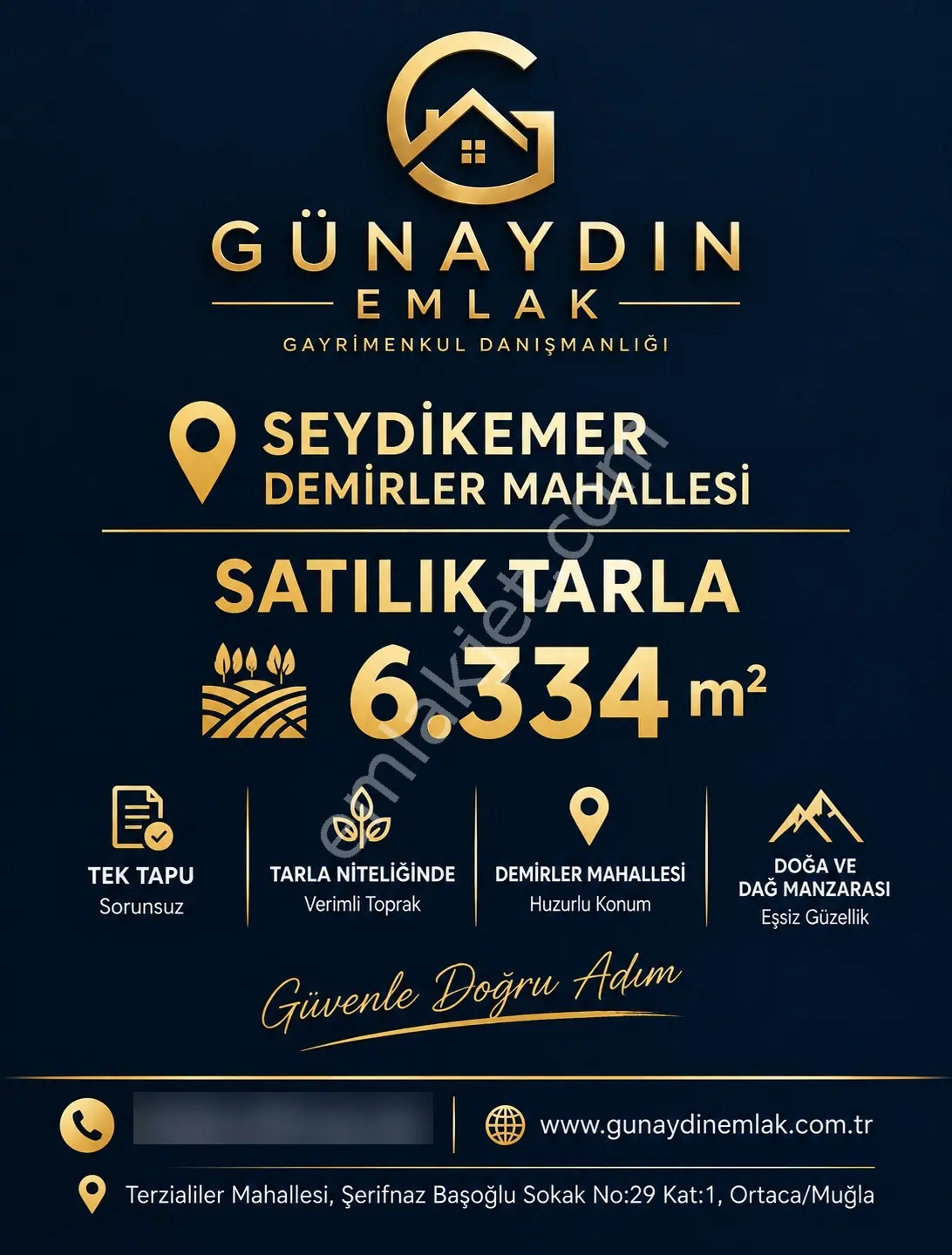 Seydikemer Demirler De 6.334 M2 Satılık Tarla, Müstakıl Parsel, Sorunsuz Bir Tar...