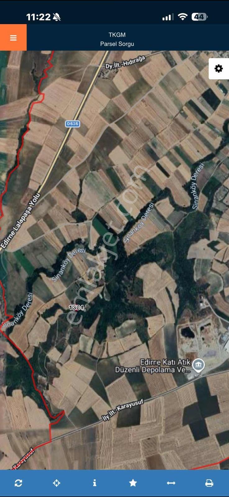 Edirne Merkez Hıdırağa 684M2 Bağ Yeri Tek Tapu