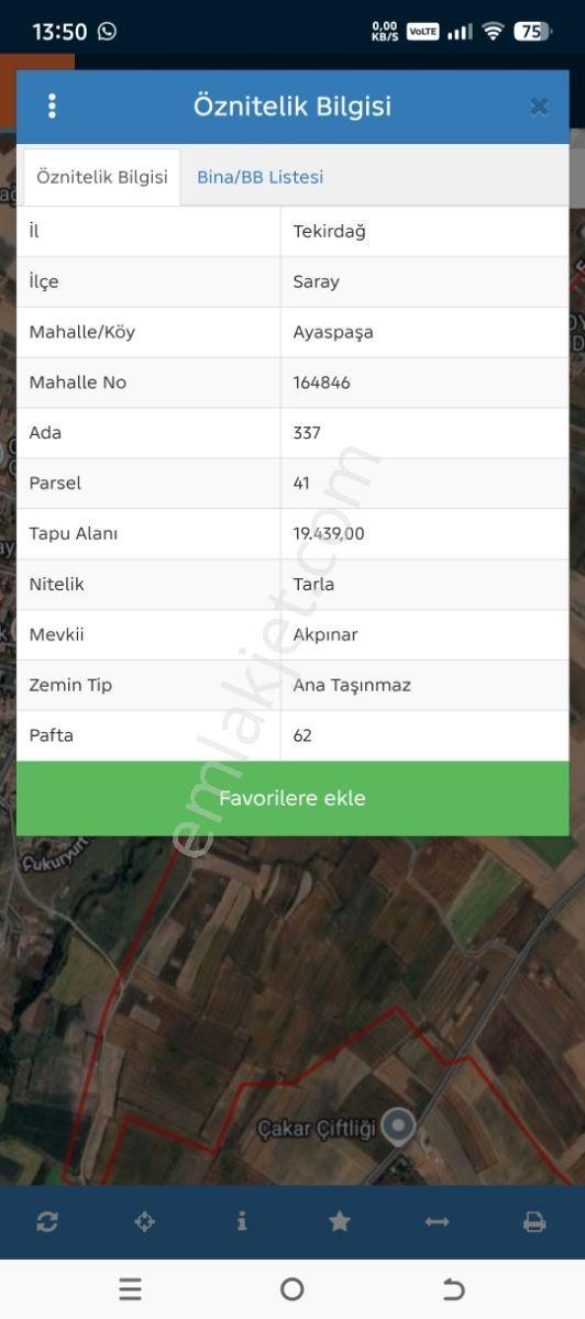 Tekirdağ Saray Ayaspasa Da Satılık 627 M2 Hise Tarla — fotoğraf 4