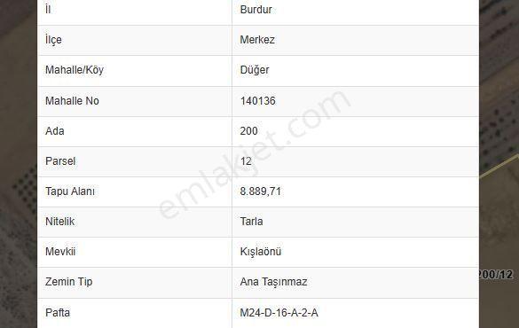 Burdur Düğer Köyün'de 8.880m2 Satılık Tarla — fotoğraf 4
