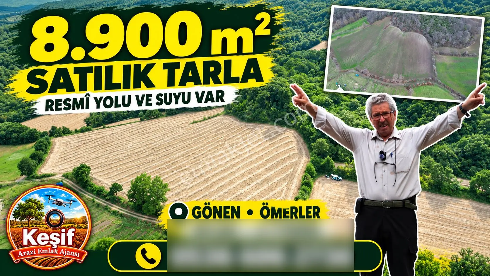 8.900 M2 Satılık Tarla Keşif Arazi . Balıkesir Gönen Ömerler 109-7-6 Parsel.
