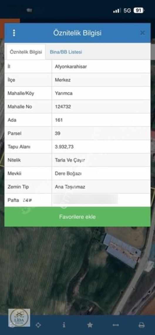Lıda Emlaktan Acil Satılık Yarımcada Tarla