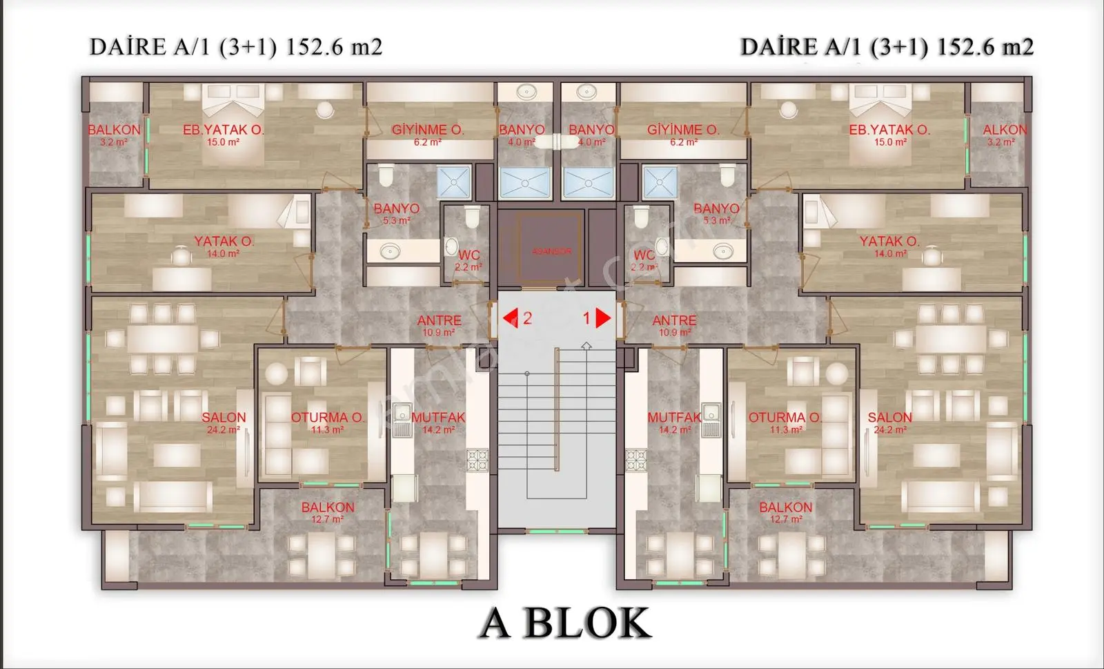 Rw Lıfe// Dede Mh. Sıfır 3+1 Satılık 150m2 Yerden Isıtmalı Daire — fotoğraf 6