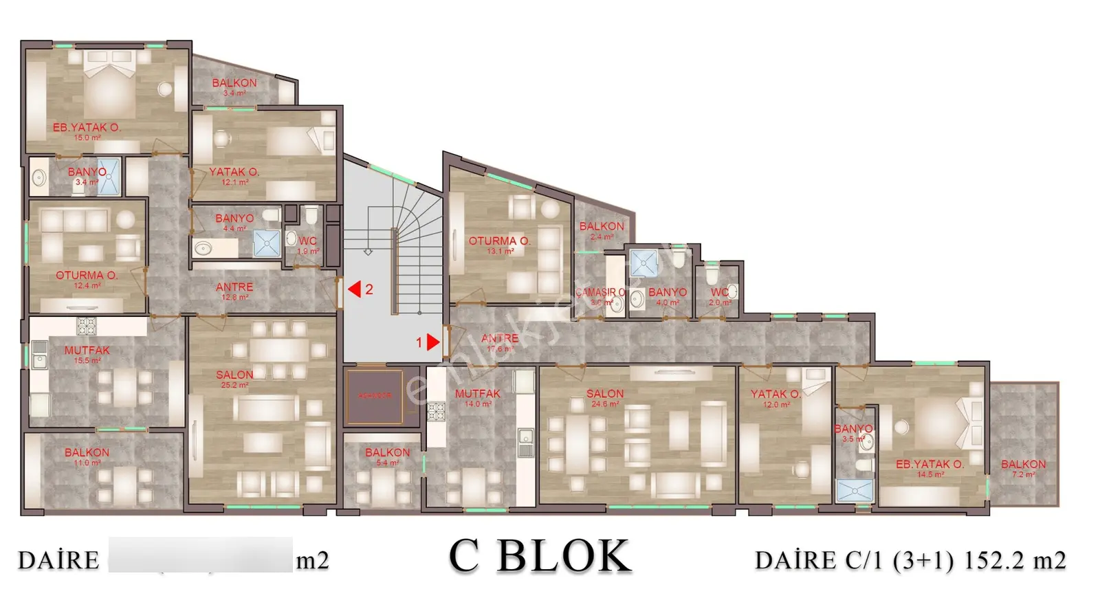 Rw Lıfe// Dede Mh. Sıfır 3+1 Satılık 150m2 Yerden Isıtmalı Daire — fotoğraf 7
