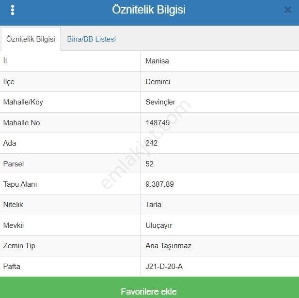 Manisa Demirci 9.387 M² Satılık Tarla