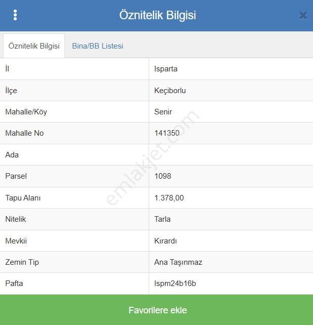 Türk Emlak Ofisinden Isparta Senirde Göl Manzaralı Satılık Tarla