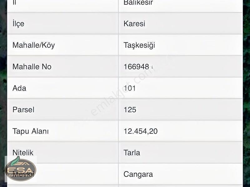 Balıkesir Karesi Taşkesiği'nde 12,454 M2 Satılık Tarla — fotoğraf 3