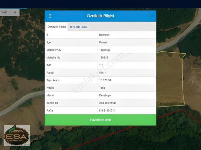 Taşkesiğinde Anayola Cepheli Orman Manzaralı 13.878 M2 Satılık — fotoğraf 3