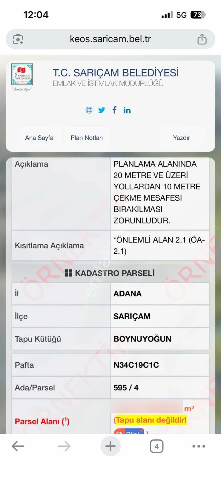 Adana Sarıçam'da İmarlı Satılık Arsa — fotoğraf 6
