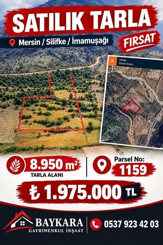 Silifke/imamuşağı Satılık 8.950m2 Tarla — fotoğraf 4