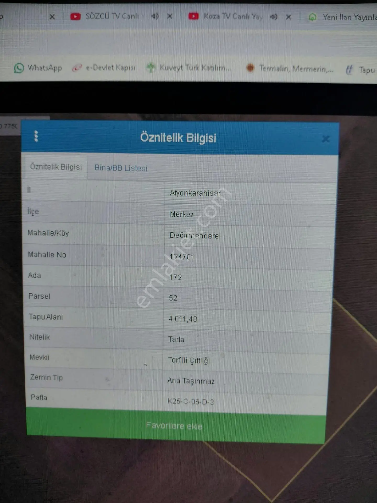 Afyon Konya Yolun A Yakın Müstakil Tarla