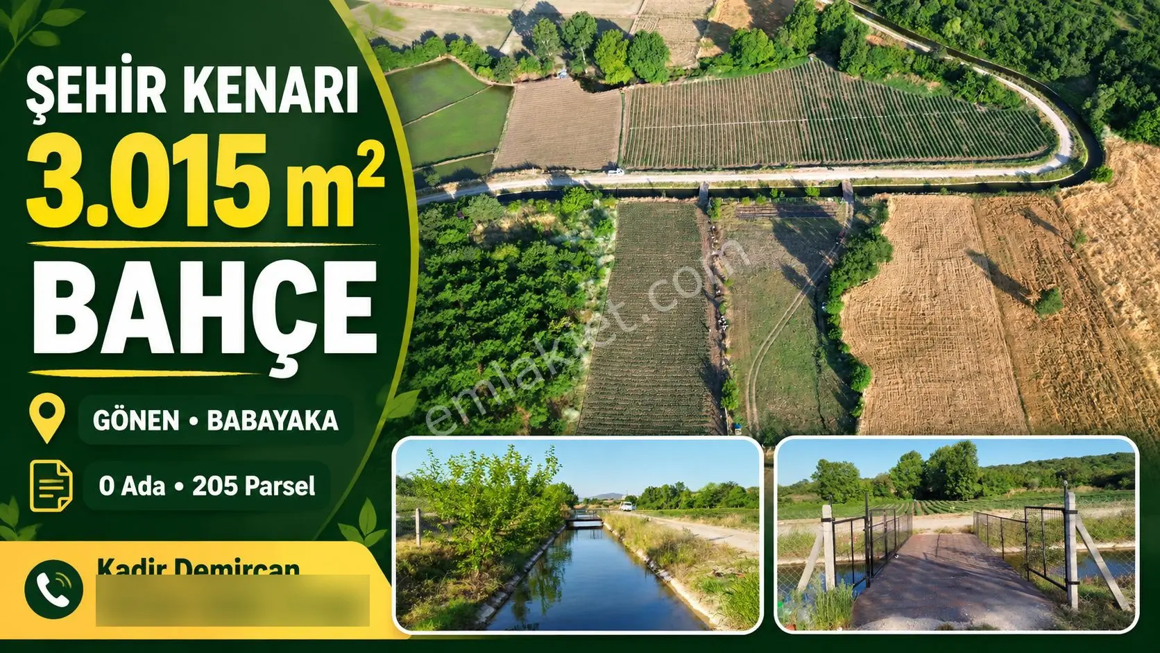 3.015 M2 Satılık Tarla. Keşif Arazi Balıkesir Gönen Babayaka 0 Ada 205 Parselde....