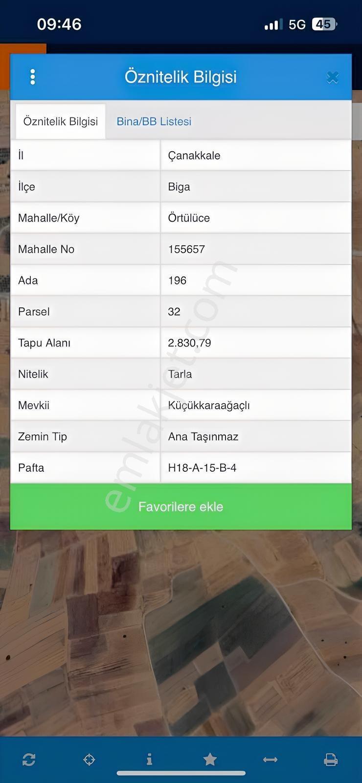 Çanakkale-Biga Örtülüce Köyünde 2.800 M2 Tarla