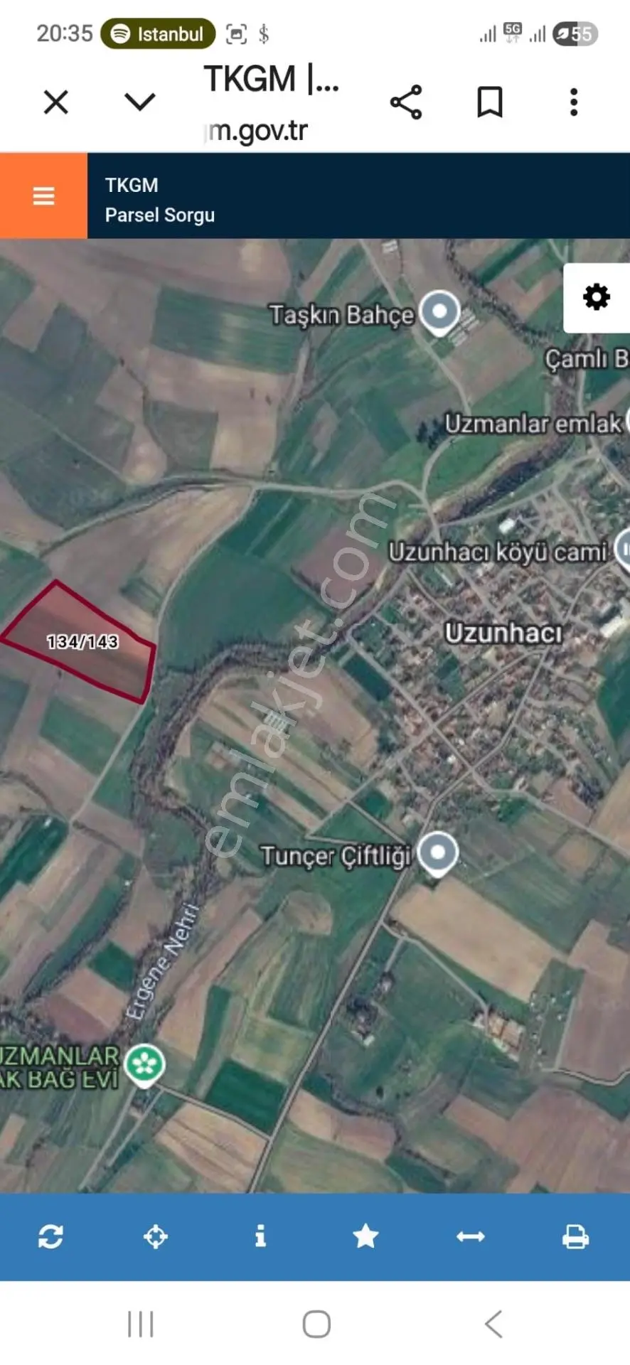 Kapaklı Uzun Hacı Köyü’Nde Acıl Satılık Tarla