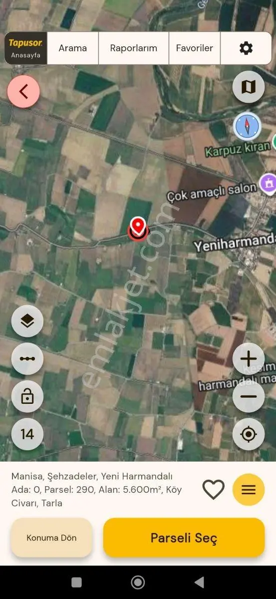 Yeniharmandalı'Nda Köye Yakın Asfalta Sıfır 5600M2 Satılık Tarla