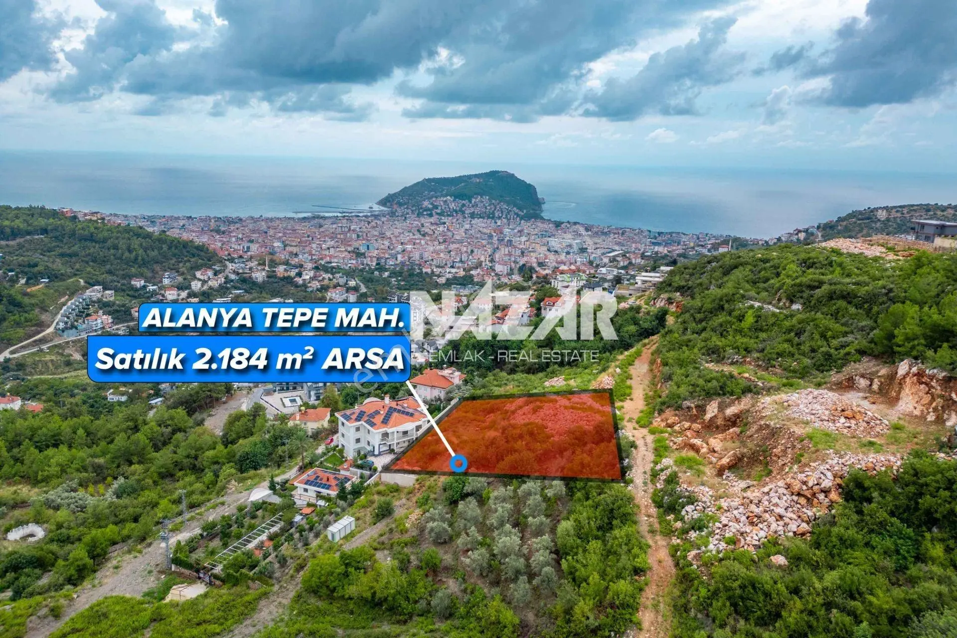 Alanya Tepe’de 2.184 M2 Deniz Manzaralı İmarlı Arsa — fotoğraf 2