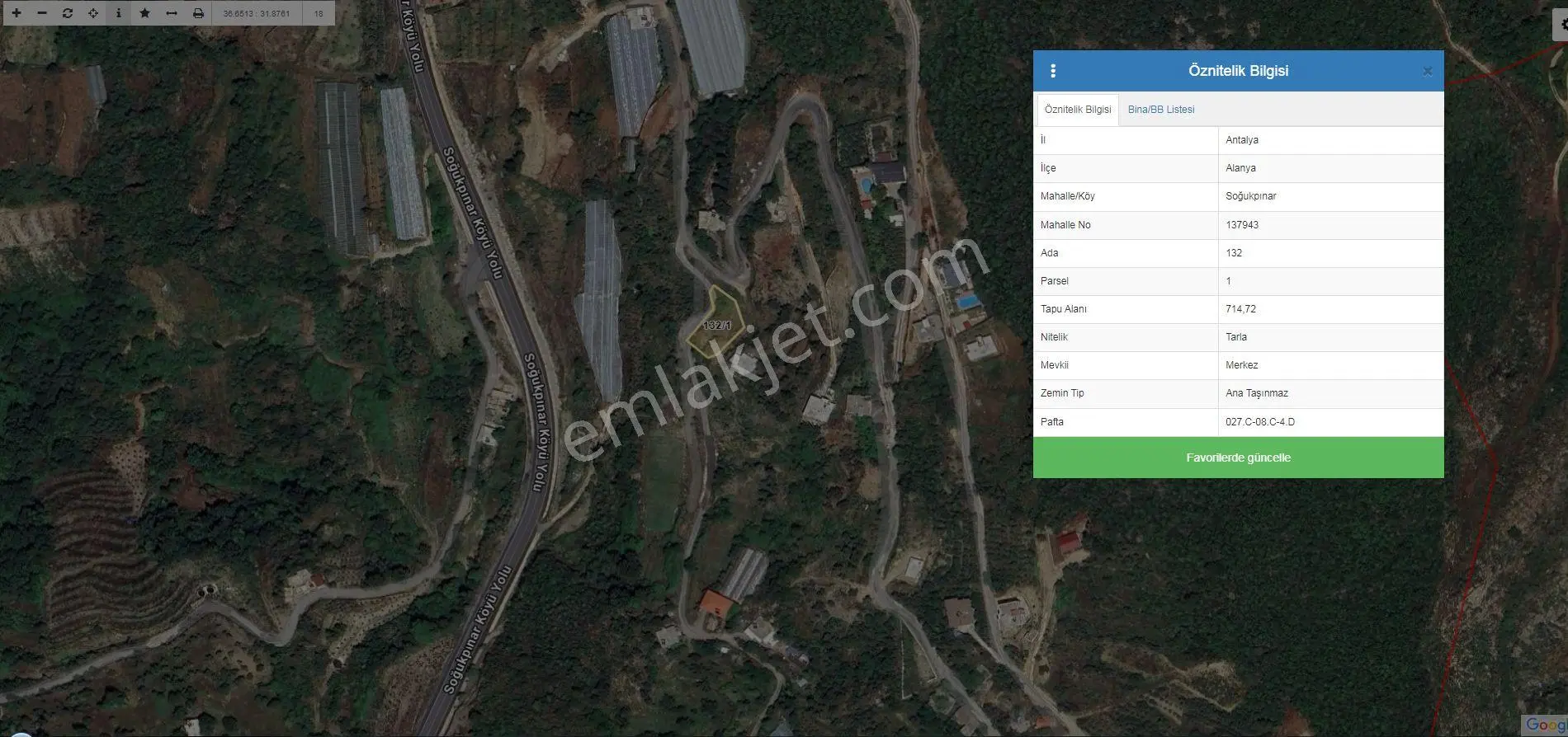 Alanya Soğukpınar Da 715 M2 Satılık Deniz Manzaralı Arsa