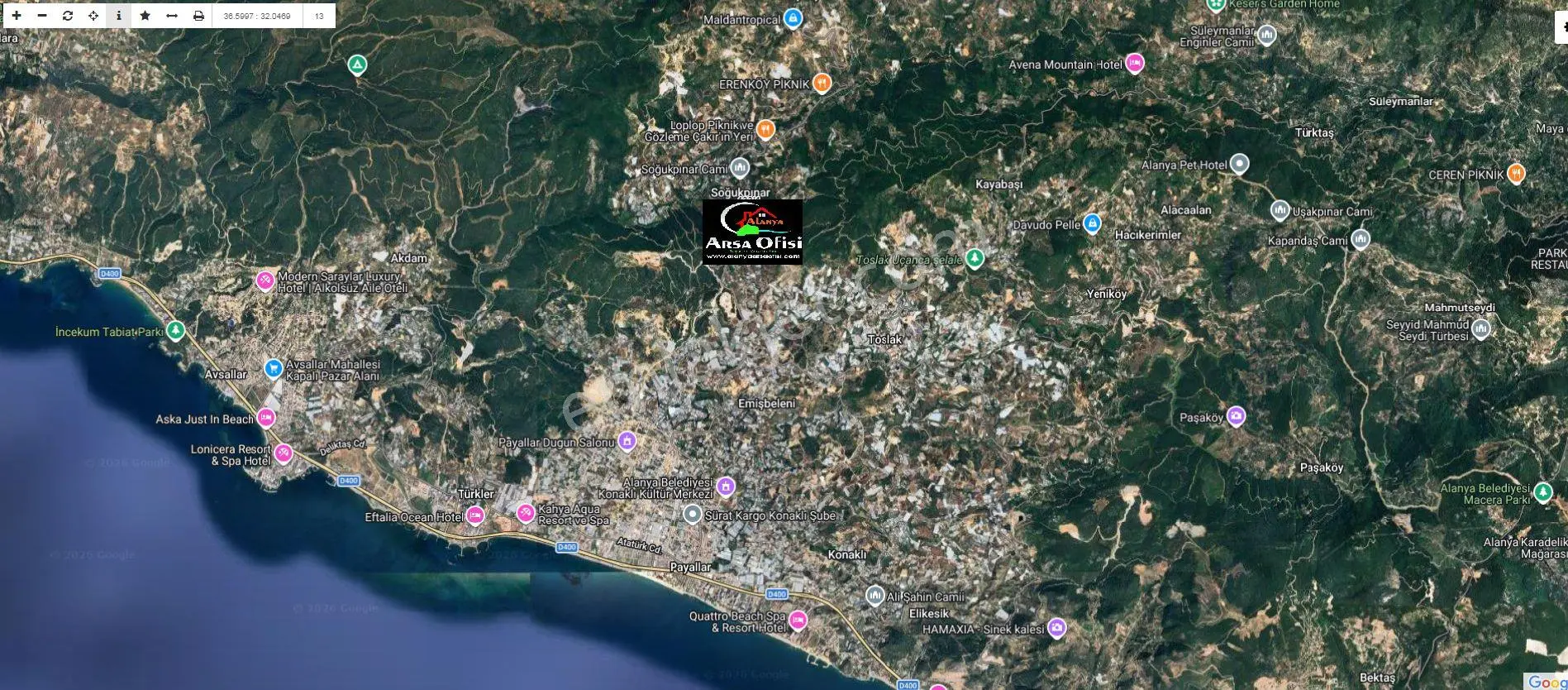 Alanya Soğukpınar Da 715 M2 Satılık Deniz Manzaralı Arsa — fotoğraf 3
