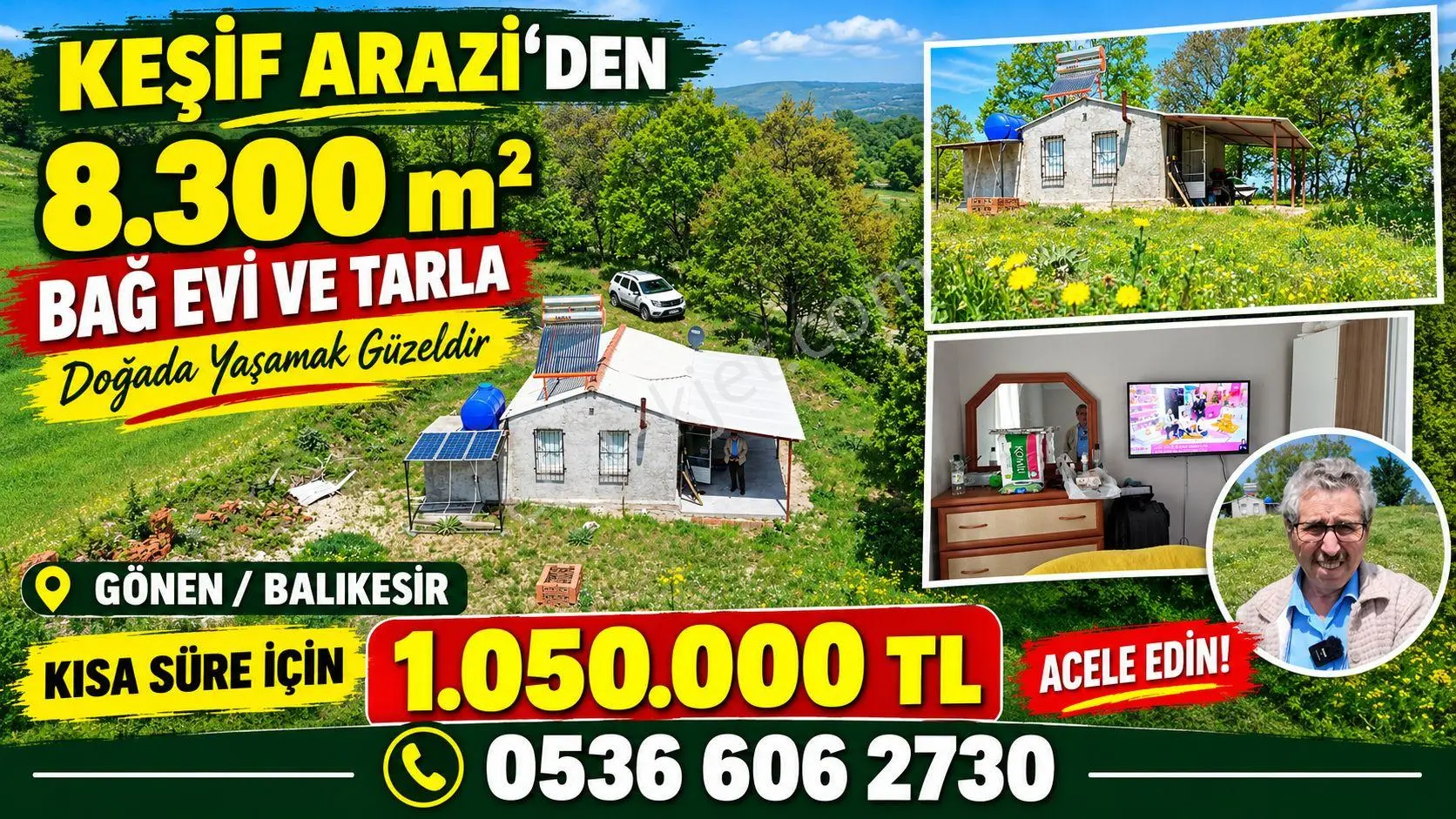 8.300 M2 Satılık Bağ Evi Ve Tarla. Keşif Arazi. Balıkesir Gönen. 25 M2 Bağ Evi B...